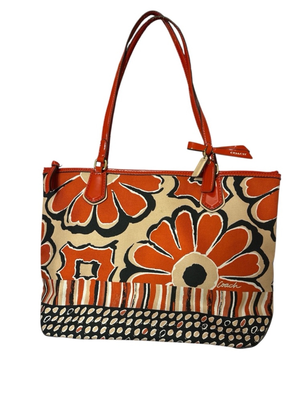 Coach Poppy Floral Canvas Tote with Patent Leather Accents C1373-25123